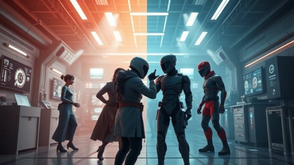 3D figures demonstrating runtime mods in UE5 with futuristic settings.