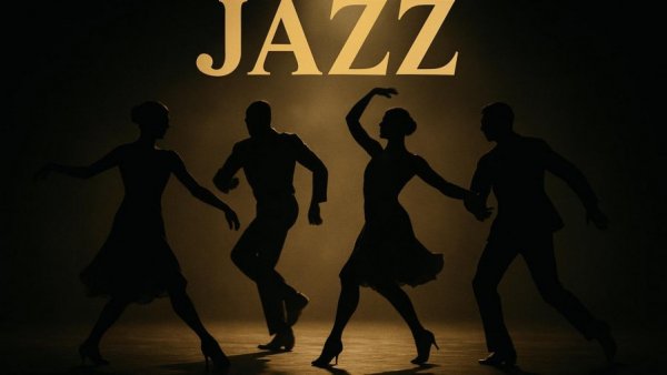 Cover art with silhouetted dancers for Beegie Adair's sophisticated jazz performances.