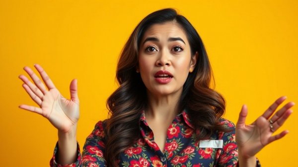 Confident woman explaining in front of yellow background on stopping flaky tests.