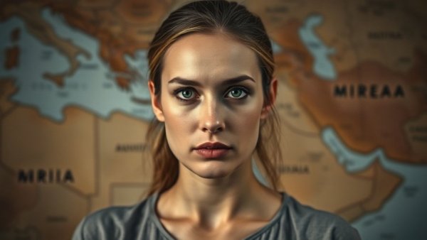 Young woman discusses Tehran plans tolls in Hormuz with map