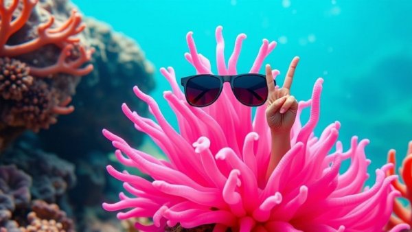 Study anything you see with Lens: vibrant anemone in ocean.