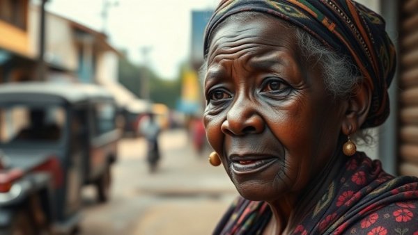 Elderly African woman discussing Ebola crisis in DR Congo