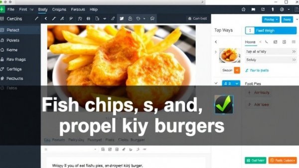 Easy Site Editor WordPress showcasing fish and chips webpage preview.