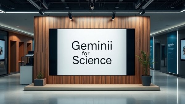 Gemini for Science AI display board in a modern tech setting.