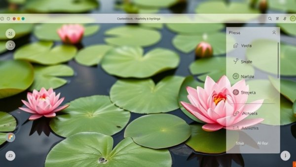 Streamlined writing tool interface with lily pad background