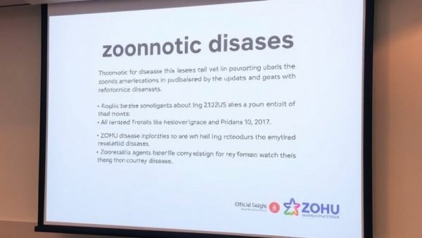 Informative slide on One Health approach to zoonoses and ZOHU call.