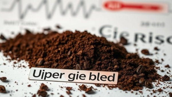 Close-up of coffee ground substance labeled 'Upper GI bleed'.