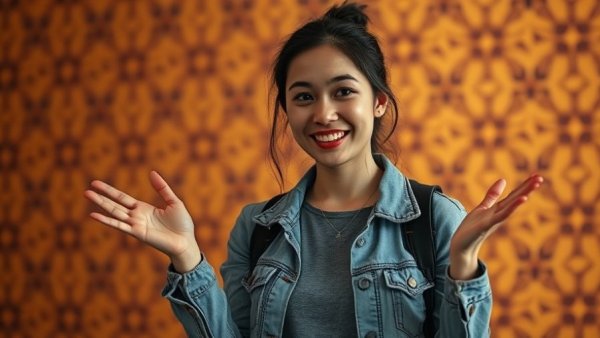 Young woman explaining video editing techniques with AI tools.