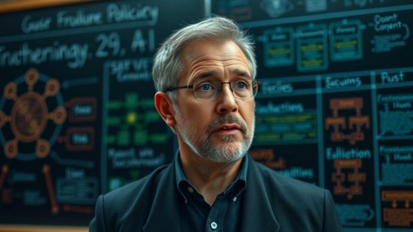 AI policy and governance discussion with diagram background.