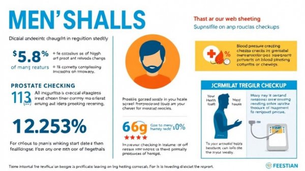 Men's health checkups promotional poster with services and statistics.