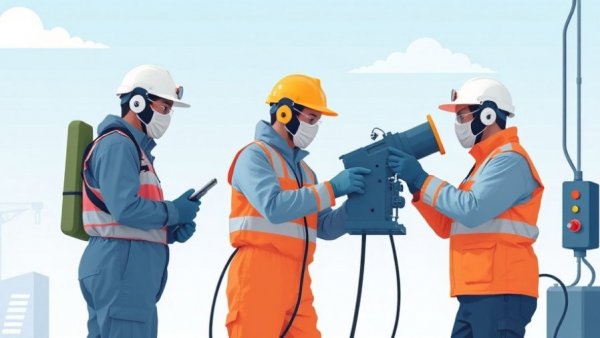 Graphic of workers handling vinyl chloride equipment safely.