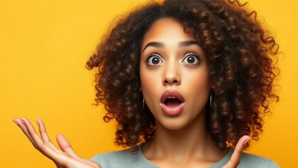 Young woman gesturing with a surprised look on a yellow background, AI Africa film makers and developers.