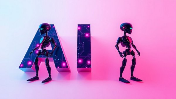 Futuristic AI tech illustration with vibrant design for young video creators.