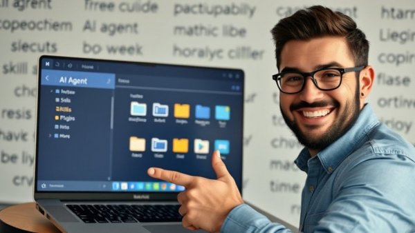 Hermes AI Agent Use Cases: Man pointing at laptop screen.