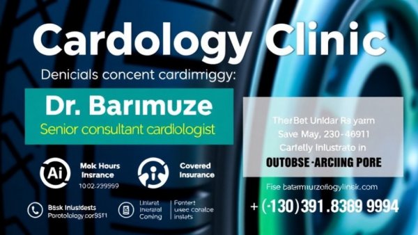 Heart health care in Jinja poster showing cardiology clinic details.