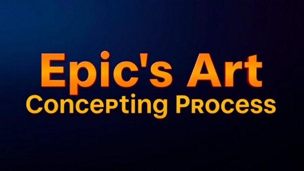 Vibrant text on gradient background for Epic’s Art Concepting Process.