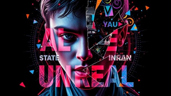 State of Unreal Sizzle Reel futuristic digital collage with vibrant design