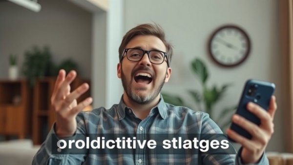 Motivated man discussing productivity and goal setting indoors.