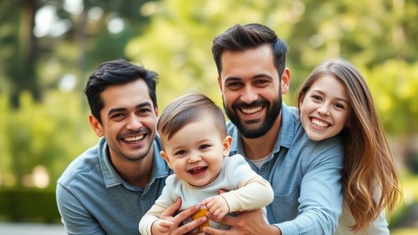 Celebrating fatherhood importance in family with joyful parents and kids.