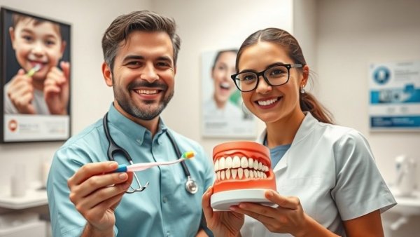 Dental care in Kampala: Smiling professional with model teeth.