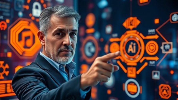 Claude Ecosystem in AI Education: Man pointing at AI interface