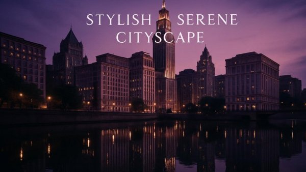 Beegie Adair’s sophisticated jazz performances in a serene cityscape with reflections.
