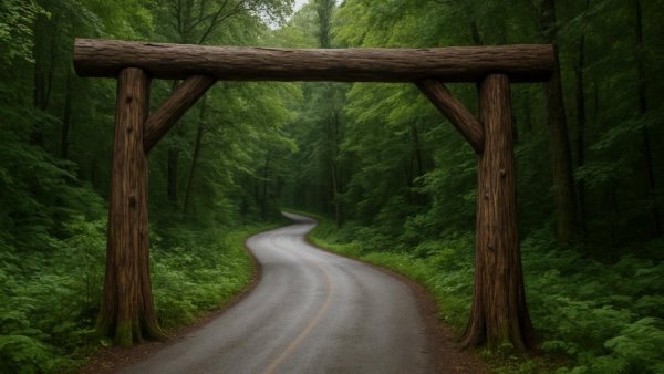 Perfect Day Trips From Seattle: Scenic Park Entrance with Wooden Archway.