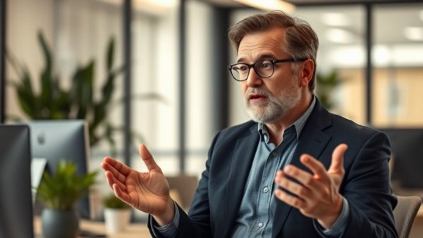 An expert discussing the biggest myth in sales in an office.
