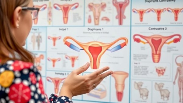 Diaphragm contraceptive method educational illustration.