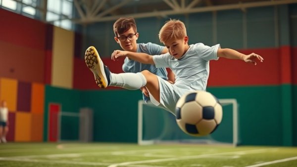Soccer player executing iconic skill in AI-enhanced setting
