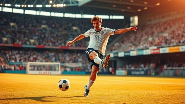 Soccer player with text overlay about the US men's 50/50 club, vibrant action.