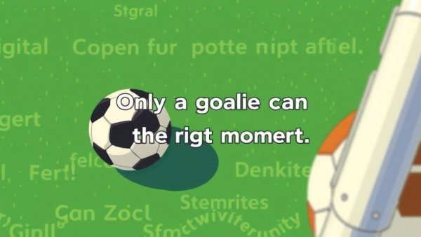 Pixel art soccer game with goalie text, AI video creation for kids.