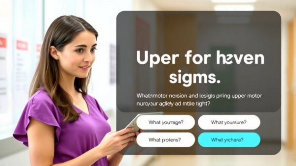 Interactive quiz on upper motor neuron lesion signs with a woman.