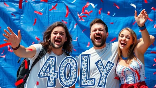 Behind the scenes of Fourth of July doodle creation with vibrant confetti.