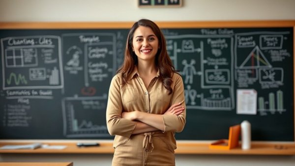 Confident woman explaining agentic AI frameworks with graphics.