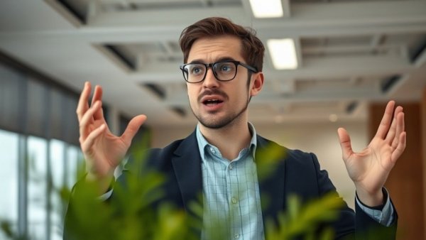Man explaining AI productivity tips in a modern office setting