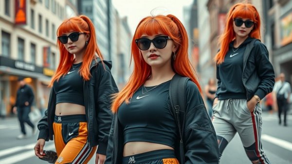 Stylish woman repping team apparel in urban collage