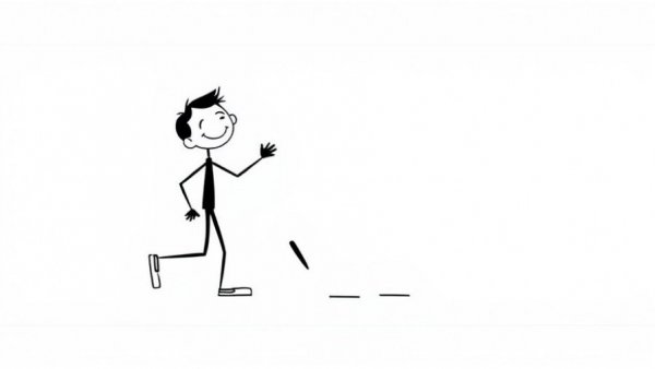 Minimalistic knee slide simulator screen with stick figure in motion.