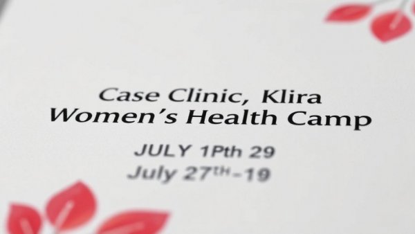 Flyer for Free Women's Healthcare Camp in Kampala with dates.