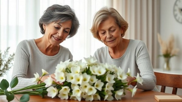 Two infection preventionists arranging flowers to symbolize drug-resistant infection prevention.