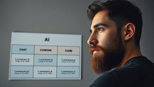 AI Educator comparing chat, cowork, and code elements.