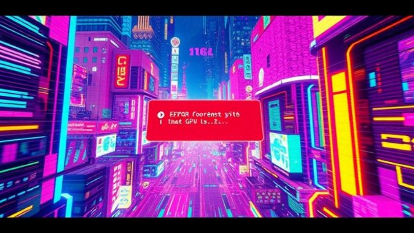 Colorful digital scene showing GPU crashes in Unreal Engine 5 with error message.