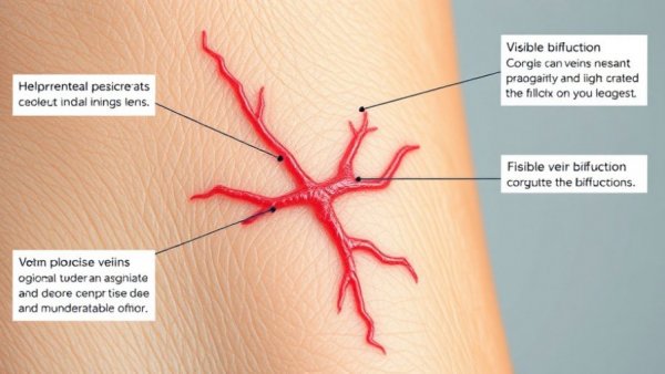 Detailed view of vein bifurcations ideal for IVs and blood draws educational aid.