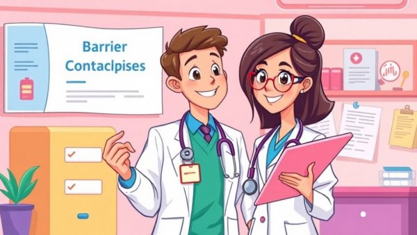Barrier methods of contraception educational illustration