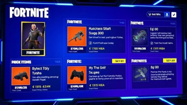 Digital menu for in-island transactions in Fortnite, item and price list.