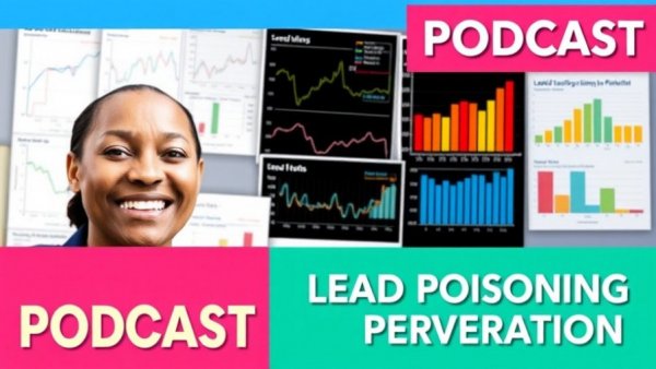 Childhood Lead Poisoning Prevention podcast banner with graphs.