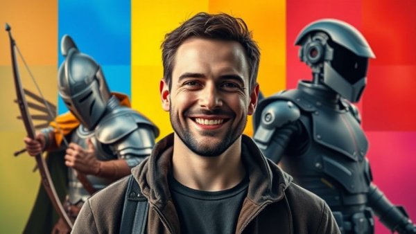 AI for business comparison with fantasy and sci-fi characters.