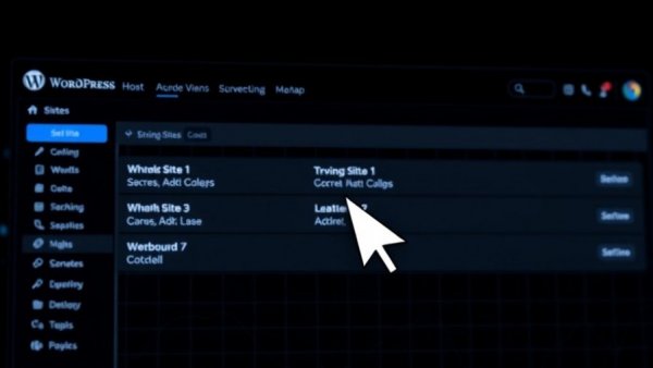 WordPress hosting dashboard update interface with sites menu