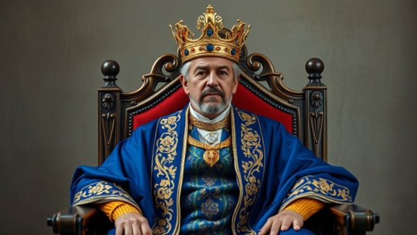 Regal portrait of King Oyo seated, enhancing his legacy.