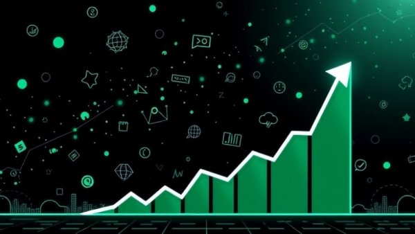 Graphic showing website traffic growth with icons